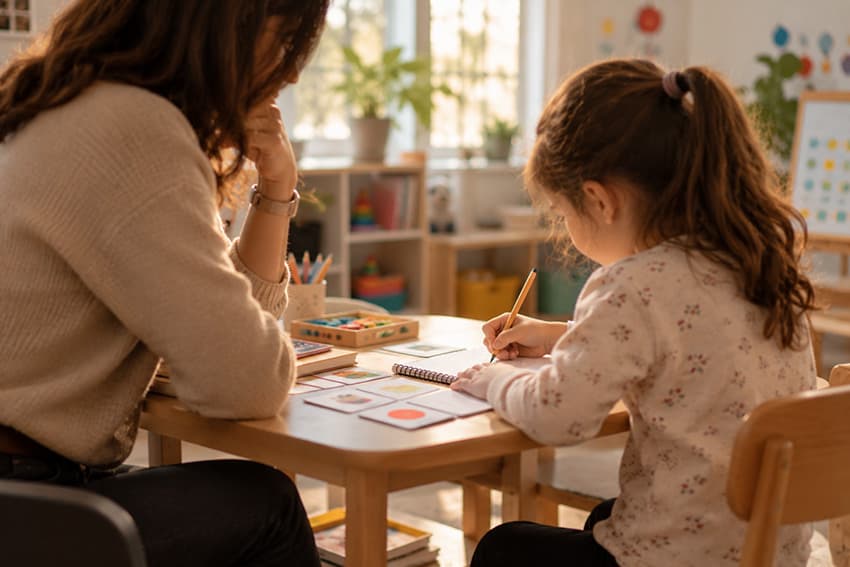Eğitim uzmanıyla bireysel çalışma yapan ve bağımsız çalışma becerisi kazanan çocuk