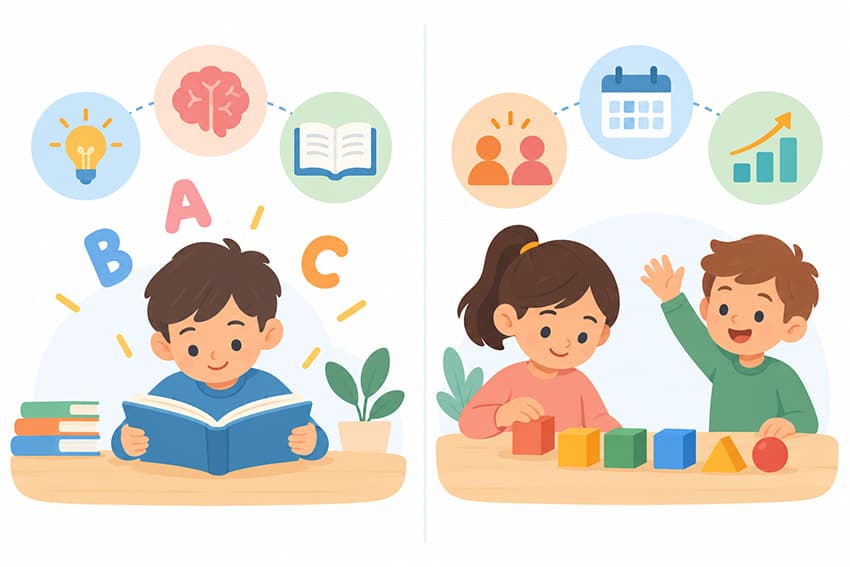 Öğrenme güçlüğü ve otizm arasındaki farkları alan alan gösteren karşılaştırma infografiği